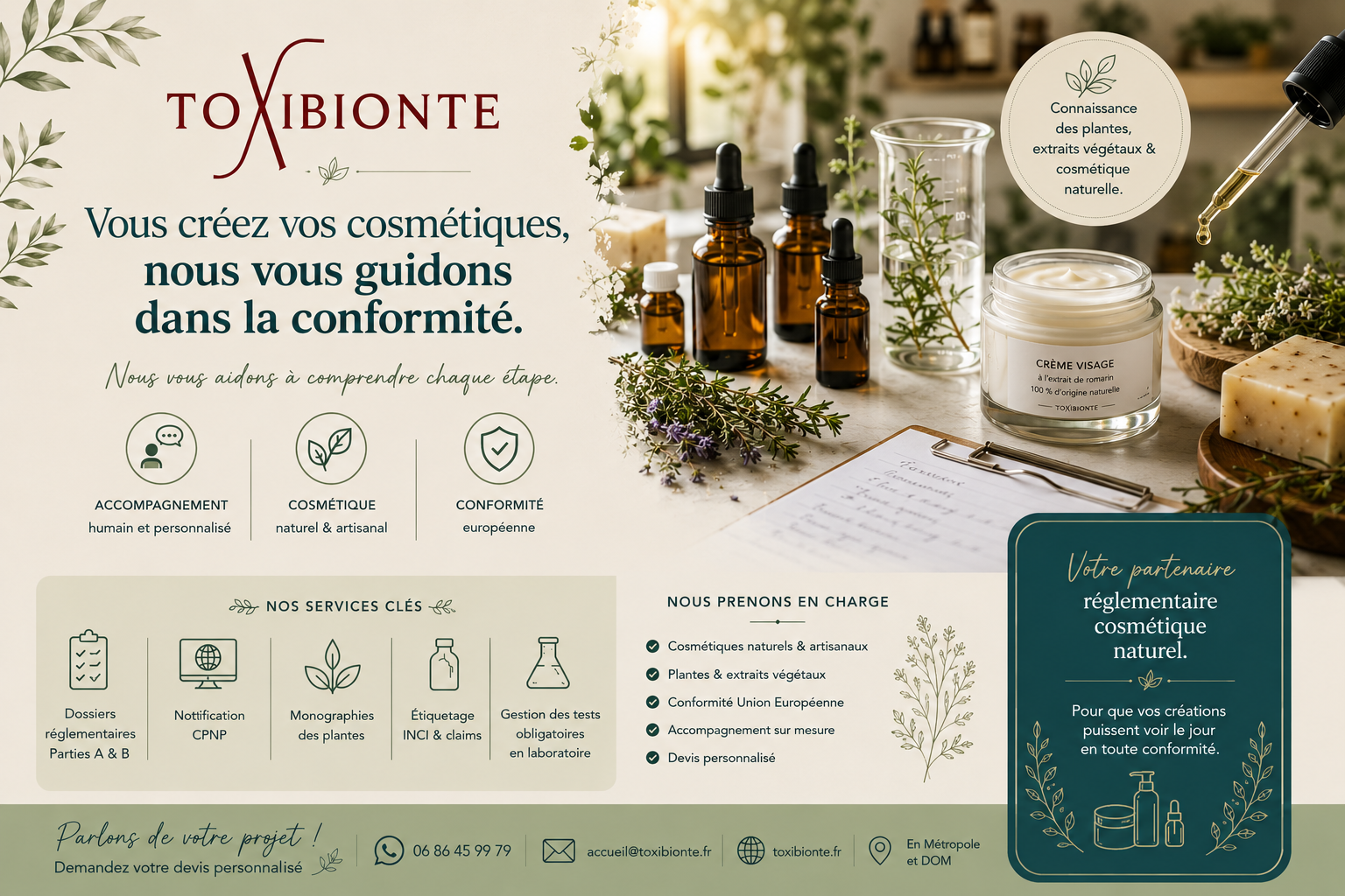 Visuel de présentations de services réglementaires et cosmétiques - Toxibionte